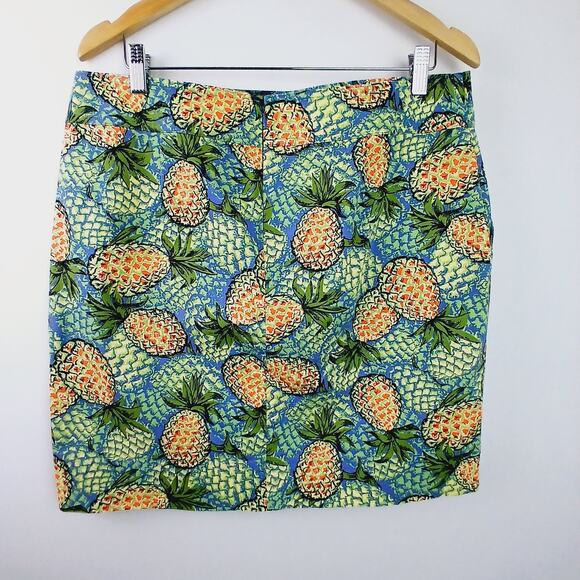Talbots SZ 14P Novelty Pineapple Print Cotton Spandex Skirt Pockets - Picture 4 of 7